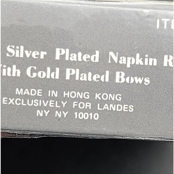 Silver Plated Napkin Ring With Gold Plated Bows Set Of 12 - Picture 10 of 10